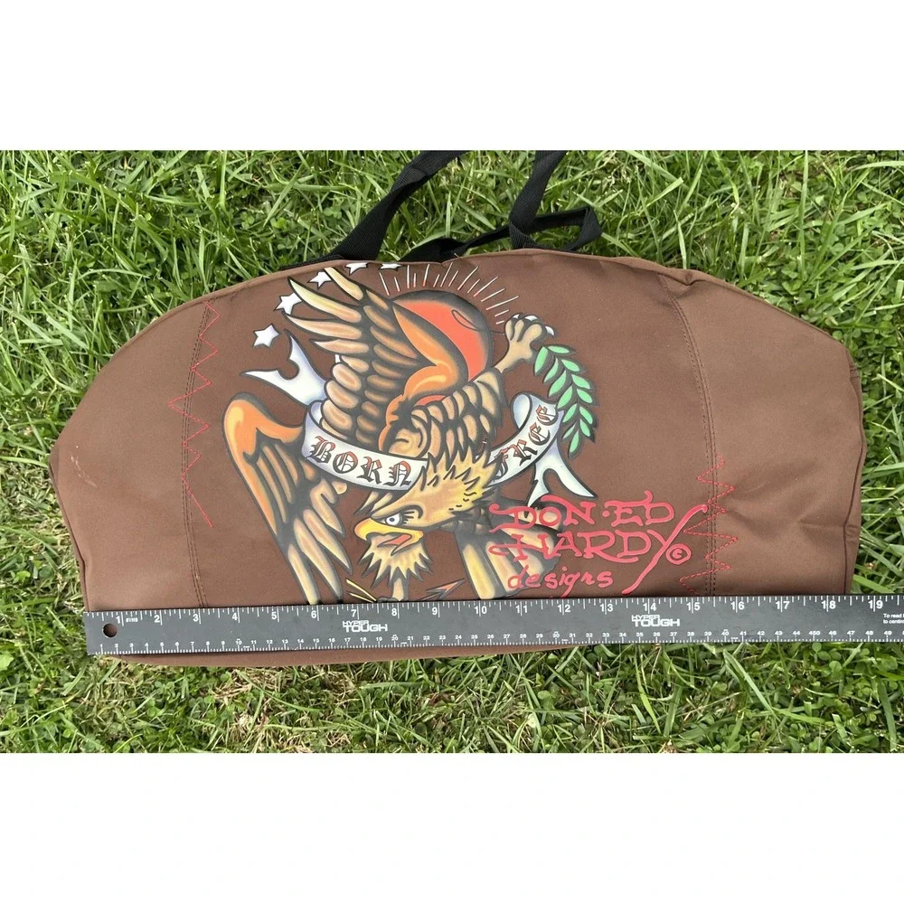 Ed Hardy Born Free Eagle Duffel Gym Bag Brown Tattoo Art Weekender Travel Strap‎